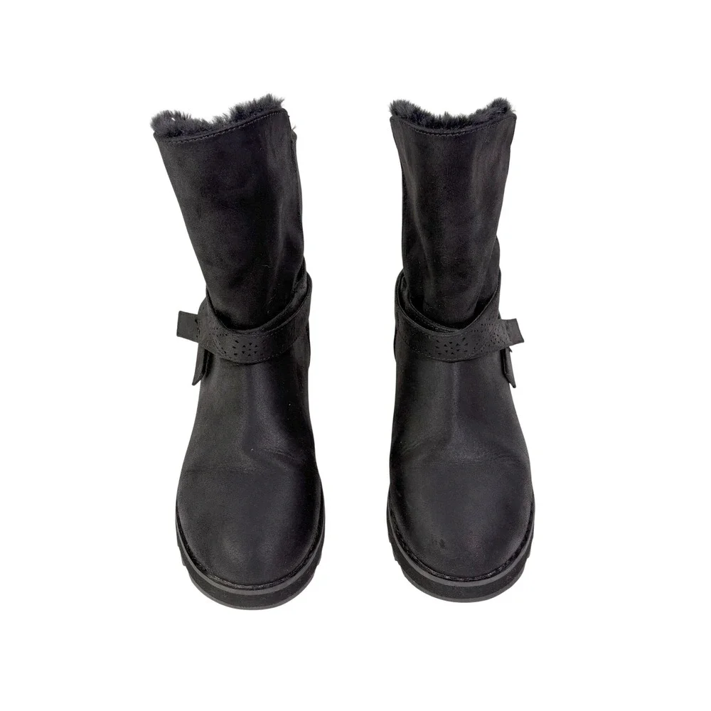 Skechers Keepsakes Night Peaks Winter Boots Women 7 Black Faux Suede Lined Ankle